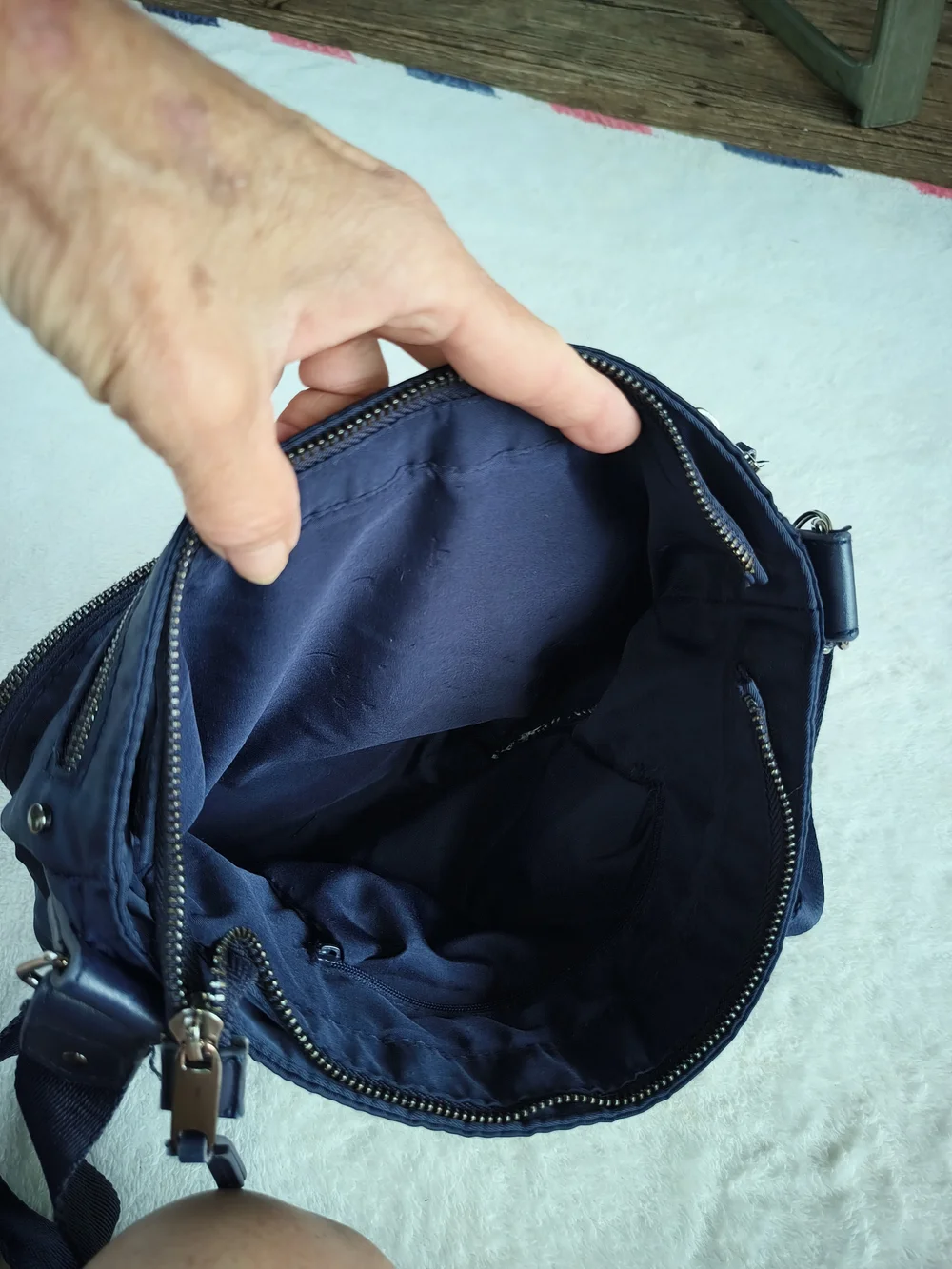 Everyday Navy Crossbody Bag with Front Pocket Duo